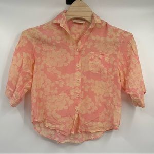 Papinelle pj top‎ soft pink floral silk blend size small